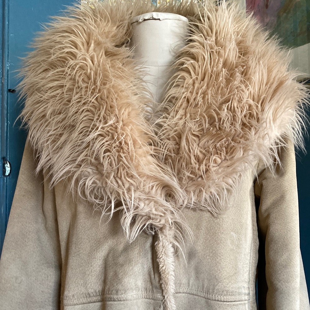 Suede faux fur lined jacket